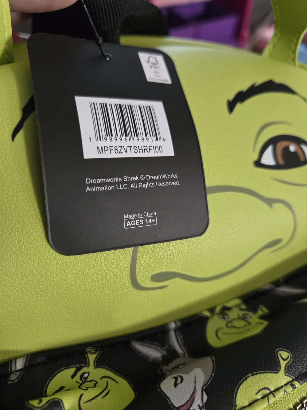 DreamWorks Shrek Lime Green Kids Backpack with Character Pocket